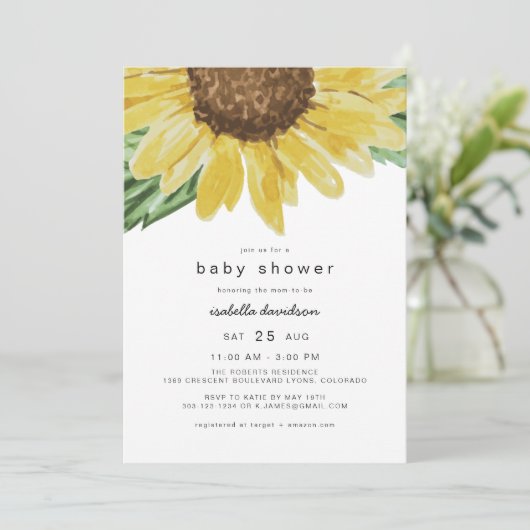 EMMA Rustic Sunflower Country Baby shower Kaart (Staand voorkant)