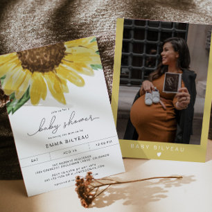 EMMA Rustic Sunflower Floral Country Baby shower Kaart