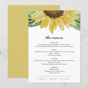 Emma - Rustic Sunflower Wedding Menu-kaarten Kaart