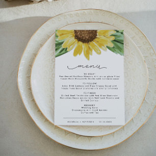 EMMA Rustic Waterverf Sunflower Country Menu Kaart