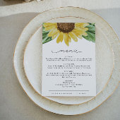 EMMA Rustic Waterverf Sunflower Country Menu Kaart