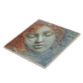 EMMA Sage Abstract Square Collectie Faux Relief Tegeltje (Zijkant)