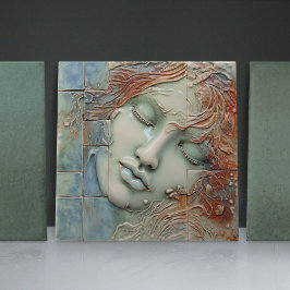 EMMA Sage Abstract Square Collectie Faux Relief Tegeltje