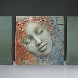 EMMA Sage Abstract Square Collectie Faux Relief Tegeltje