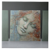 EMMA Sage Abstract Square Collectie Faux Relief Tegeltje (Voorkant)