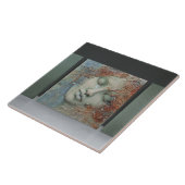 EMMA Sage Abstract Square Collectie Faux Relief Tegeltje (Zijkant)