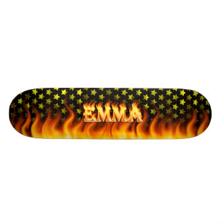 Emma skateboard brand en vlammenontwerp.