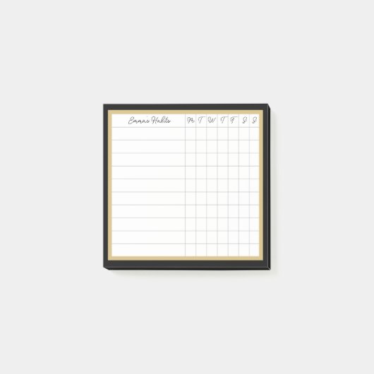 Emma Stripe Collectie Habit Tracker in zwart Post-it® Notes (Voorkant)