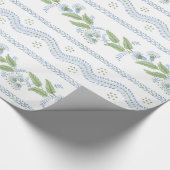 Emma Stripe Cornflower Blue en Green Cadeaupapier (Hoek)