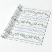 Emma Stripe Cornflower Blue en Green Cadeaupapier (Uitgerold)