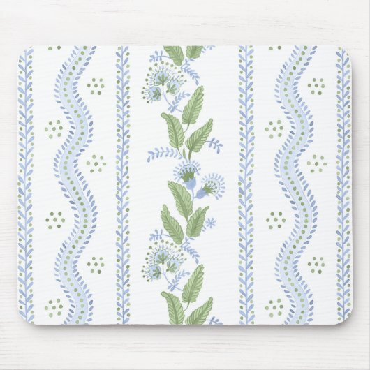 Emma Stripe Cornflower Blue en Green Muismat (Voorkant)