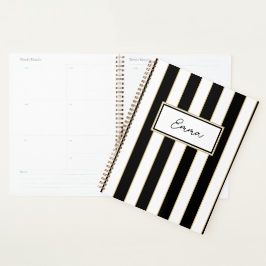 Emma Stripe Weekplanner in zwart-wit Planner (Display)
