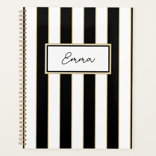 Emma Stripe Weekplanner in zwart-wit Planner (Voorkant)