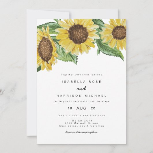 Emma - Waterverf Landelijke Zonnebloem Landelijke  Kaart (Voorkant)