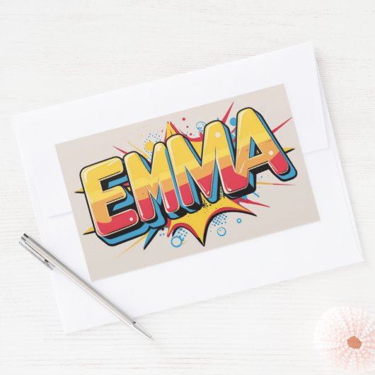 Emma with an explosion rechthoekige sticker (Envelop)
