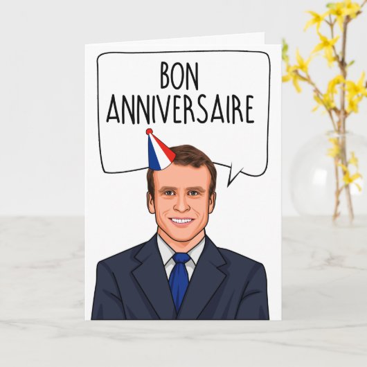 EMMANEUL MACRON: Goede verjaardag Kaart (Gele Bloem)