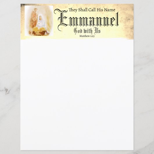 Emmanual Christelijke kerstbriefpapier (Voorkant)