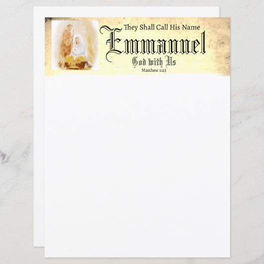 Emmanueel Christelijk Kerst briefpapier (Voorkant / Achterkant)