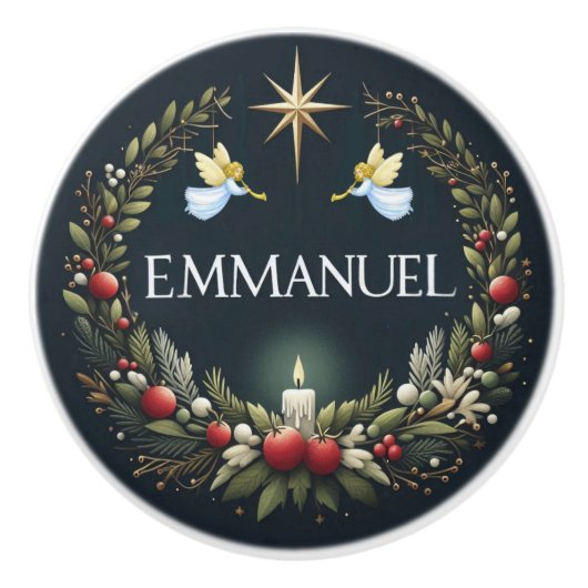 Emmanuel Christmas angels Keramische Knop (Voorkant)