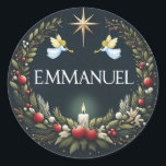 Emmanuel Christmas angels Ronde Sticker<br><div class="desc">.</div>