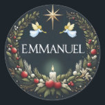 Emmanuel Christmas angels Ronde Sticker<br><div class="desc">.</div>