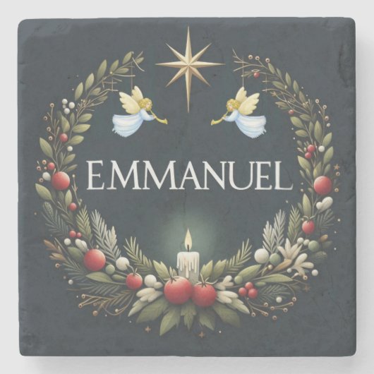 Emmanuel Christmas angels Stenen Onderzetter (Voorkant)