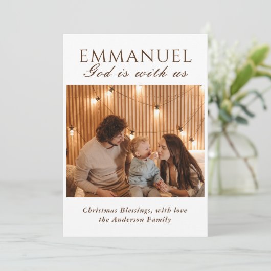EMMANUEL God is bij ons Bijbelfoto Kerstmis Feestdagenkaart (Staand voorkant)