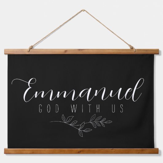 Emmanuel God met Botanische Elegant Leaves Art Hangend Wandkleed (Voorkant)