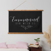 Emmanuel God met Botanische Elegant Leaves Art Hangend Wandkleed (Slaapkamer)