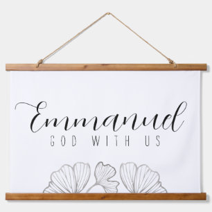 Emmanuel God met de botanische bladeren van ons di Hangend Wandkleed