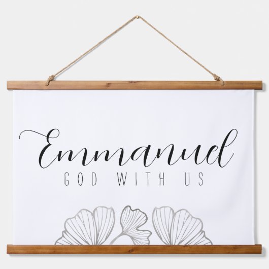 Emmanuel God met de botanische bladeren van ons di Hangend Wandkleed (Voorkant)