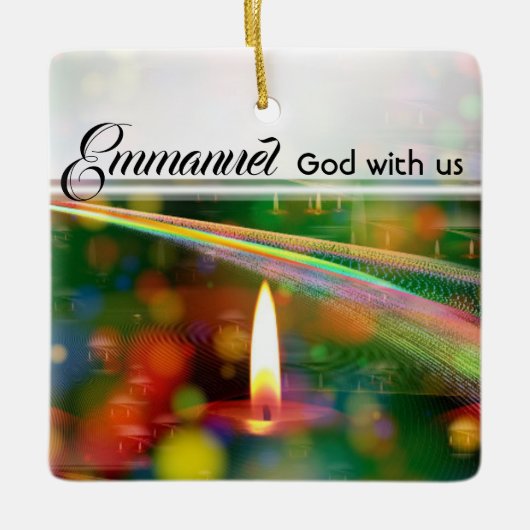 Emmanuel God met Matthew 1:23 kerstbijbel Keramisch Ornament (Voorkant)