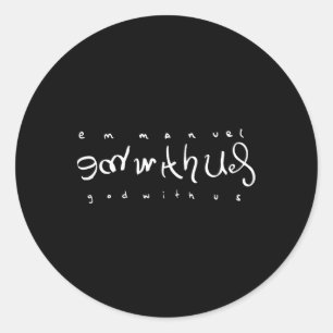 Emmanuel God met ons dubbele betekenis script teks Ronde Sticker