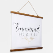 Emmanuel God met ons Gold Leaves Wood Hangend Wandkleed (Gebogen)