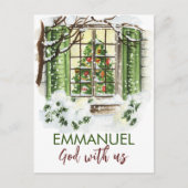 Emmanuel God Met Ons Kerstmis Bijbel Verse Feestdagenkaart (Voorkant)