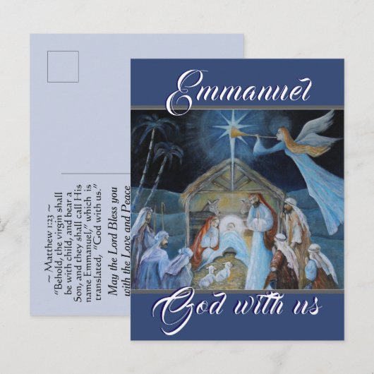 Emmanuel God met ons, kerstnativiteit Briefkaart (Voorkant / Achterkant)
