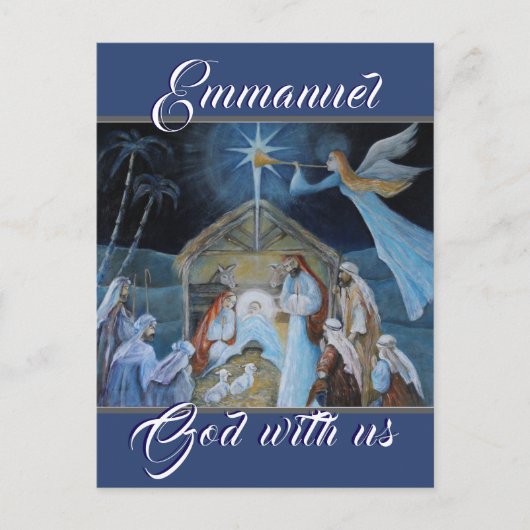 Emmanuel God met ons, kerstnativiteit Briefkaart (Voorkant)