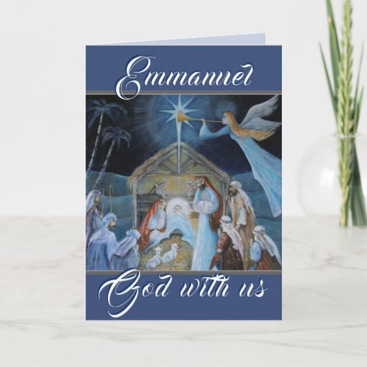 Emmanuel God met ons, kerstnativiteit Feestdagen Kaart (Voorkant)
