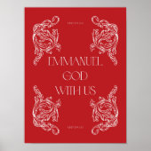 Emmanuel God met ons Rode Christelijke Kerstposter Poster (Voorkant)