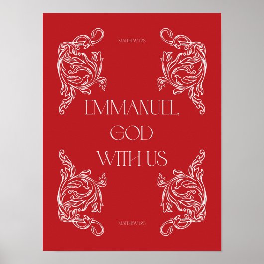 Emmanuel God met ons Rode Christelijke Kerstposter Poster (Voorkant)