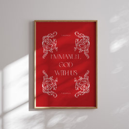 Emmanuel God met ons Rode Christelijke Kerstposter Poster