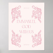Emmanuel God met ons Roze Christelijke Kerst Poster (Voorkant)