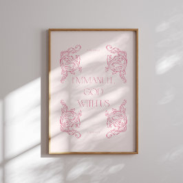 Emmanuel God met ons Roze Christelijke Kerst Poster