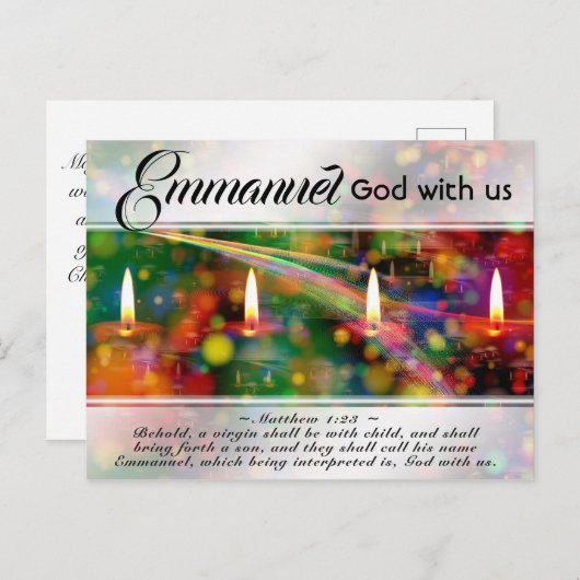 Emmanuel God met Us Matthew 1:23 kerstbijbel Briefkaart (Voorkant / Achterkant)