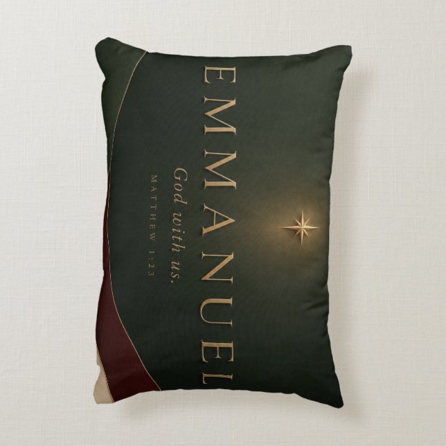 EMMANUEL | Mattheüs 1:23 Christelijk  Accent Kussen (Achterkant (Verticaal))