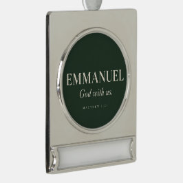 EMMANUEL | Mattheüs 1:23 | Kerstmis Verzilverd Banner Ornament