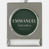 EMMANUEL | Mattheüs 1:23 | Kerstmis  Verzilverd Banner Ornament (Voorkant)