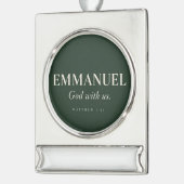 EMMANUEL | Mattheüs 1:23 | Kerstmis  Verzilverd Banner Ornament (Links)