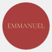 EMMANUEL - Minimaal rode kerststicker #4 Ronde Sticker (Voorkant)