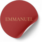 EMMANUEL - Minimaal rode kerststicker #4 Ronde Sticker